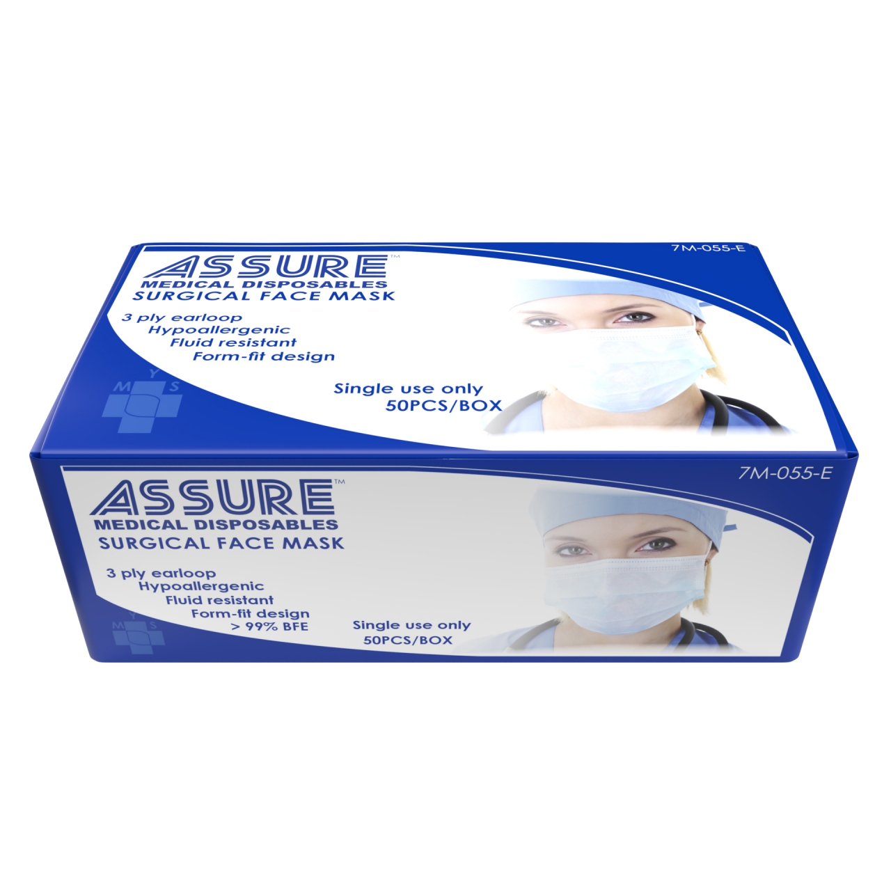 ASSURE Surgical Mask, 3-Ply Earloop, 50 Pcs/Box