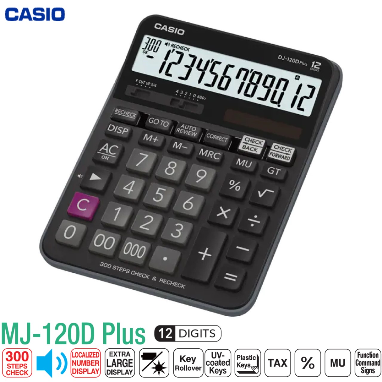 Casio MJ-120D Plus Check Calculator 12 Digits Pacific Bookstores